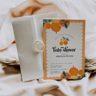 Invitación a Baby Shower de Citrus naranja