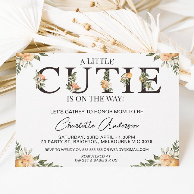 Invitación a Baby Shower de Clementine Cutie chica (Subido por el creador)