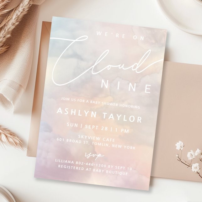 Invitación a Baby Shower de Cloud 9 Watercolor Sky (Subido por el creador)