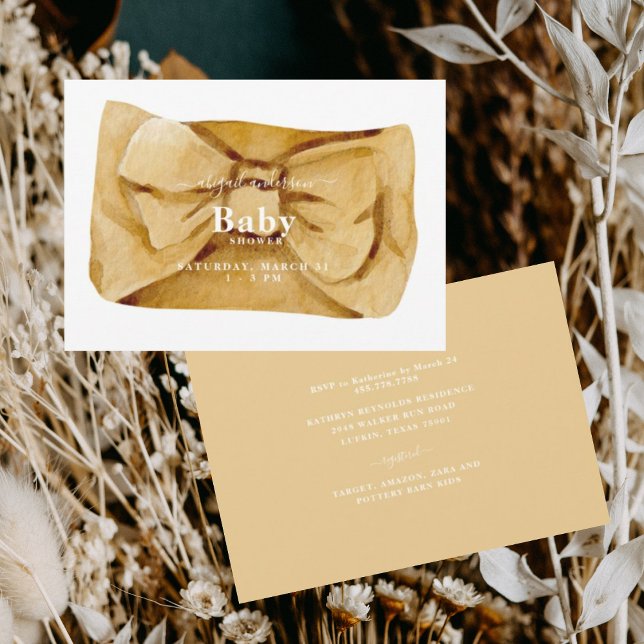 Invitación a Baby Shower de color amarillo ocre (Subido por el creador)