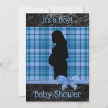 Invitación a Baby Shower de color azul y negro