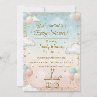 Invitación a Baby Shower de color de agua con glob
