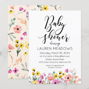 Invitación a Baby Shower de color de agua de prima