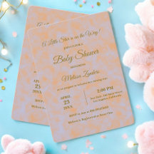 Invitación a Baby Shower de color de agua morado y