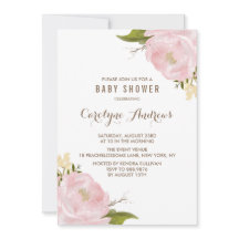 Invitación a Baby Shower de color de agua Rubor Pi