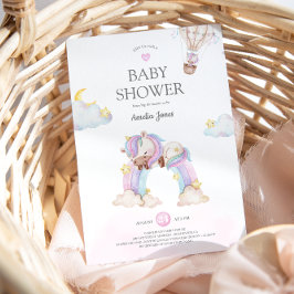 Invitación a Baby Shower de color de agua Unicorni