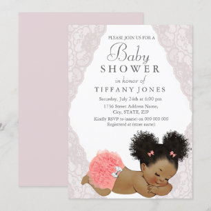Invitación a Baby Shower de color étnico rosa