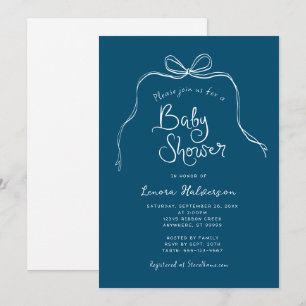 Invitación a Baby Shower de color negro simple y n