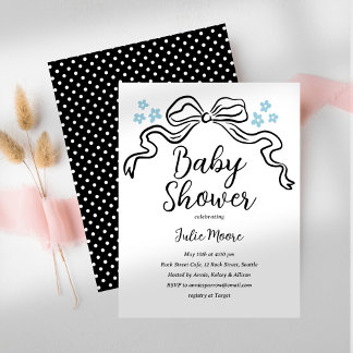 Invitación a Baby Shower de color negro y blanco e