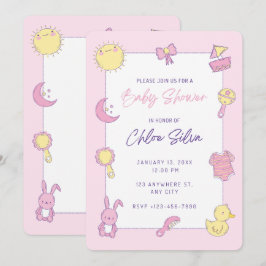 Invitación a Baby Shower de color rosa