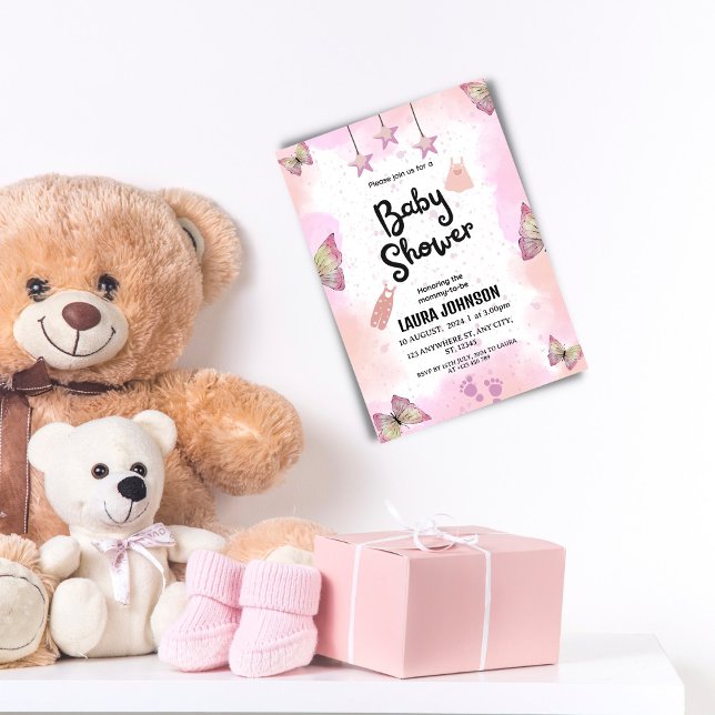 Invitación a Baby Shower de color rosa abstracto (Subido por el creador)