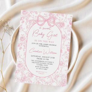 Invitación a Baby Shower de color rosa rosado con