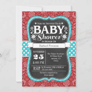 Invitación a Baby Shower de color Verde azulado ro