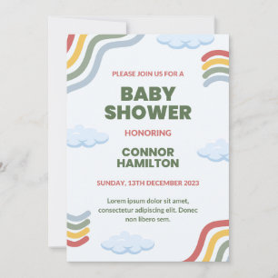 Invitación a Baby Shower de color verde y azul