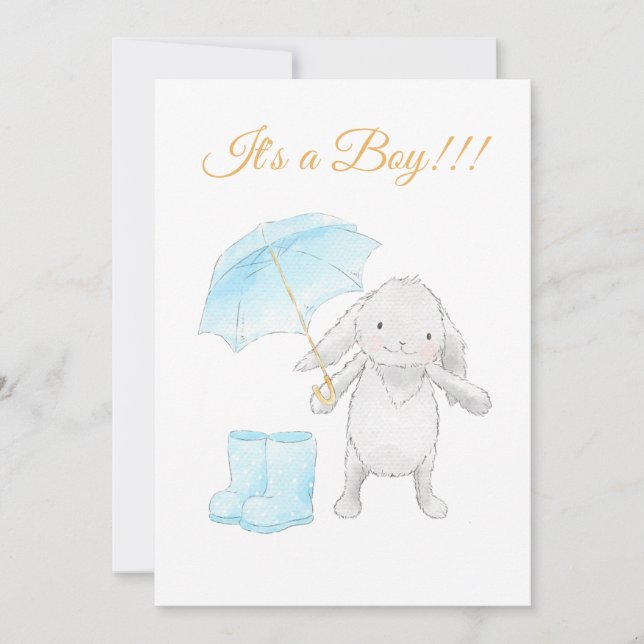 *~* Invitación a Baby Shower de conejito azul dulc (Anverso)