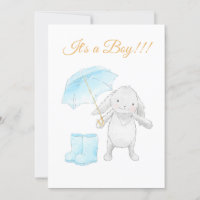 *~* Invitación a Baby Shower de conejito azul dulc