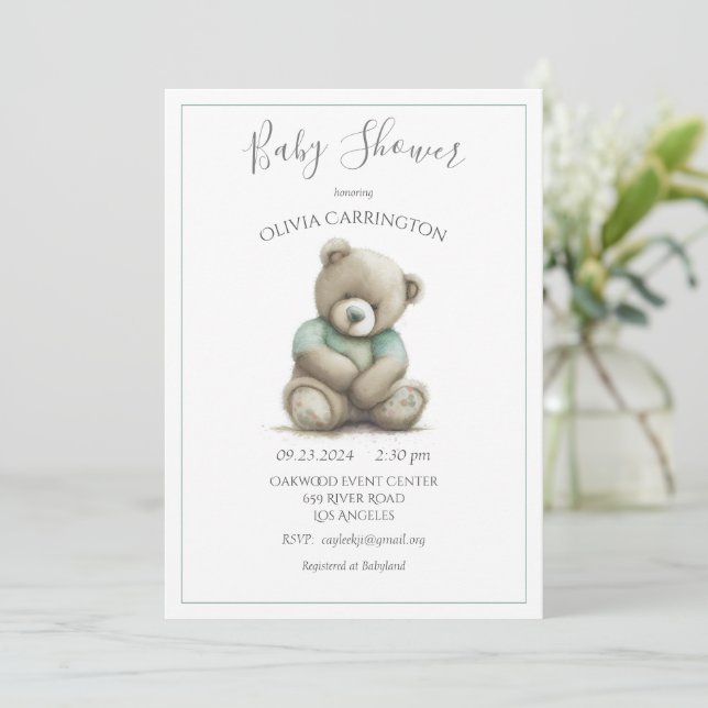 Invitación a Baby Shower de Conejo Conejo Conejo C (Anverso de pie)