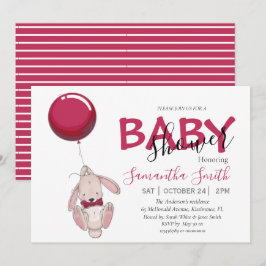 Invitación a Baby Shower de Conejo de Globos