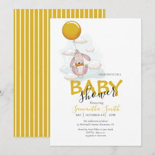 Invitación a Baby Shower de Conejo de Globos