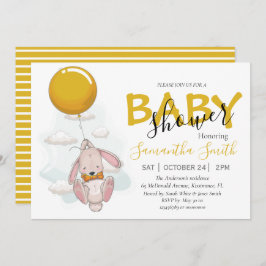 Invitación a Baby Shower de Conejo de Globos