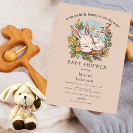 Invitación a Baby Shower de conejo de madera