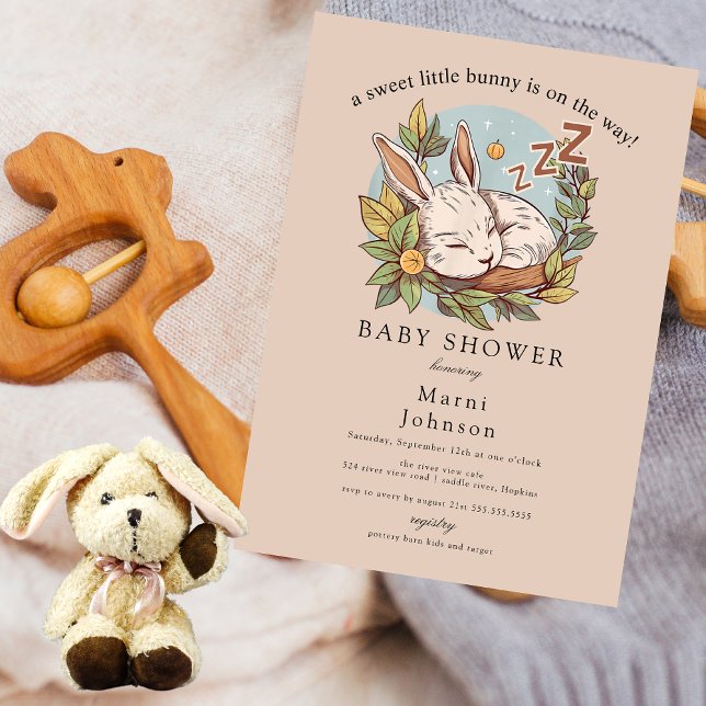 Invitación a Baby Shower de conejo de madera (Subido por el creador)