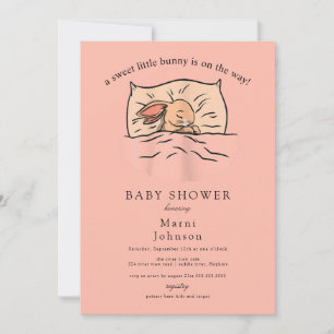 Invitación a Baby Shower de conejo de madera