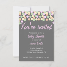 Invitación a Baby Shower de Confetti punteada