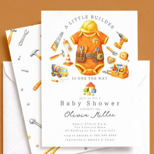 Invitación a Baby Shower de Construcción Niño
