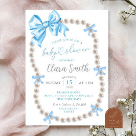 Invitación a Baby Shower de Coquette Blue Bow Boy