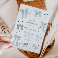 Invitación a Baby Shower de Coquette Bow Blue