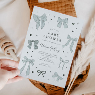 Invitación a Baby Shower de Coquette Bow Blue