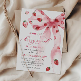 Invitación a Baby Shower de Coquette Bow Strawberr