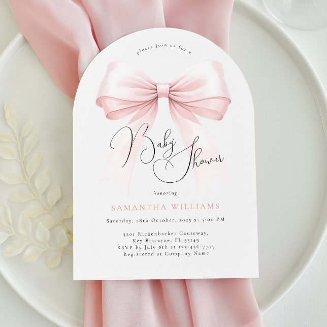 Invitación a Baby Shower de Coquette Pink Bow Arch (Subido por el creador)