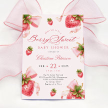 Invitación a Baby Shower de Coquette Strawberries