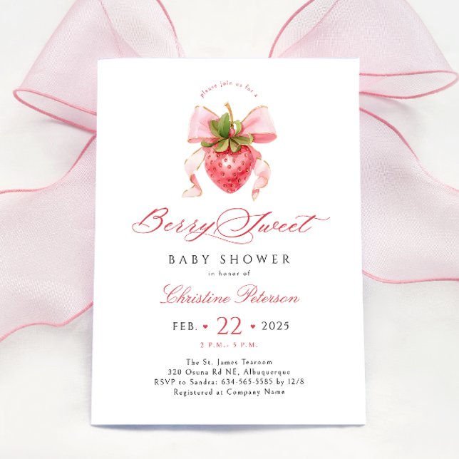 Invitación a Baby Shower de Coquette Strawberry (Subido por el creador)