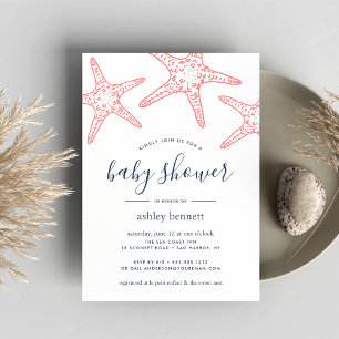 Invitación a Baby Shower de Coral Starfish