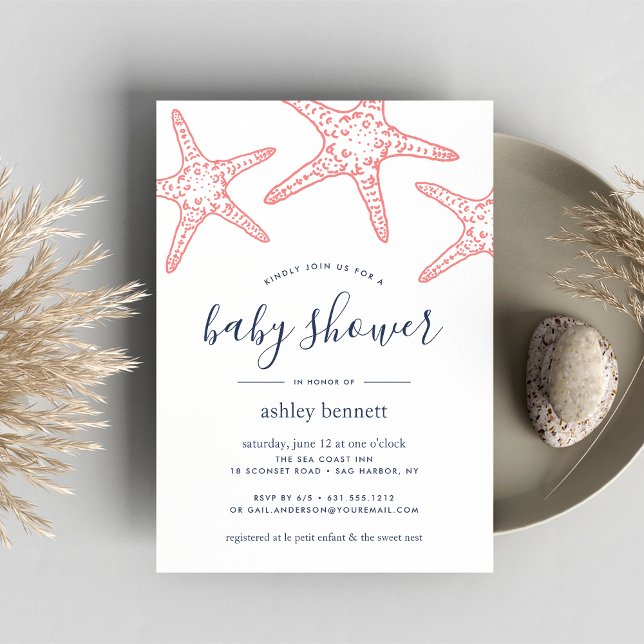 Invitación a Baby Shower de Coral Starfish (Subido por el creador)
