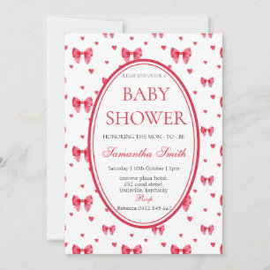 Invitación a Baby Shower de corazón y reverencia