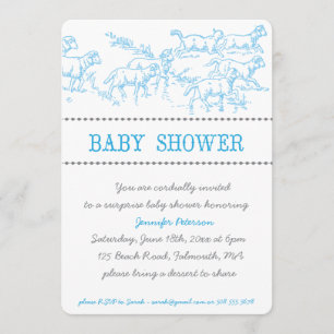 Invitación a Baby Shower de Cordero Azul