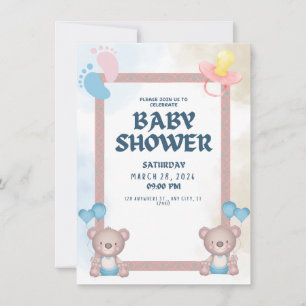 Invitación a Baby Shower de corte   Diseño Pastel 