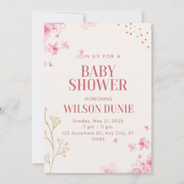 Invitación a Baby Shower de corte floral Rosa