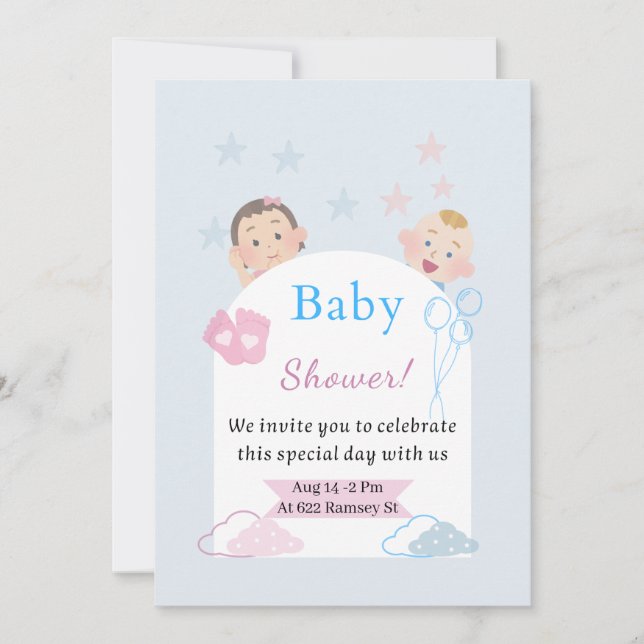 Invitación a Baby Shower de corte | Género Neutral (Anverso)