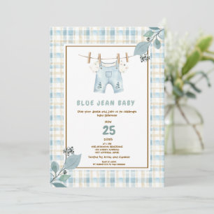 Invitación a Baby Shower de Country Gingham Blue J