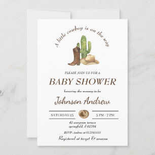 Invitación a Baby Shower de Cowboy personalizado
