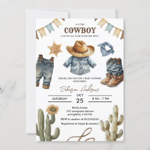 Invitación a Baby Shower de Cowboy personalizado
