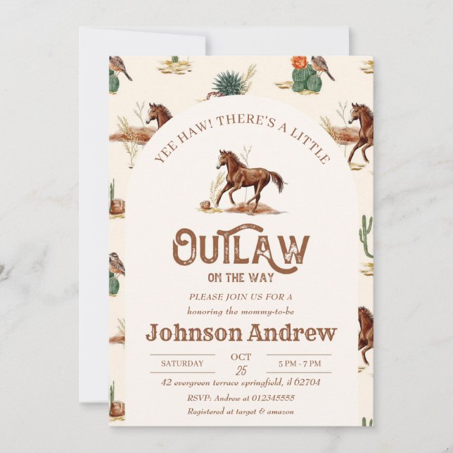 Invitación a Baby Shower de Cowboy personalizado f (Anverso)