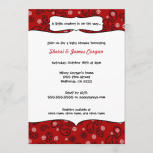 Invitación a Baby Shower de Cowboy Red Paisley