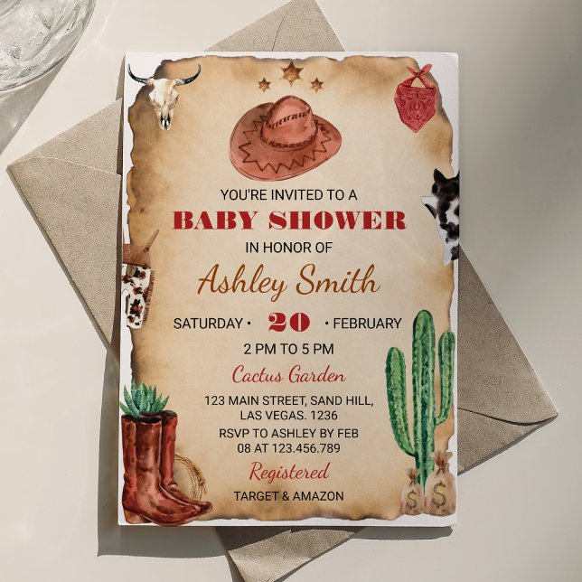Invitación a Baby Shower de Cowboy Western Rodeo (Subido por el creador)