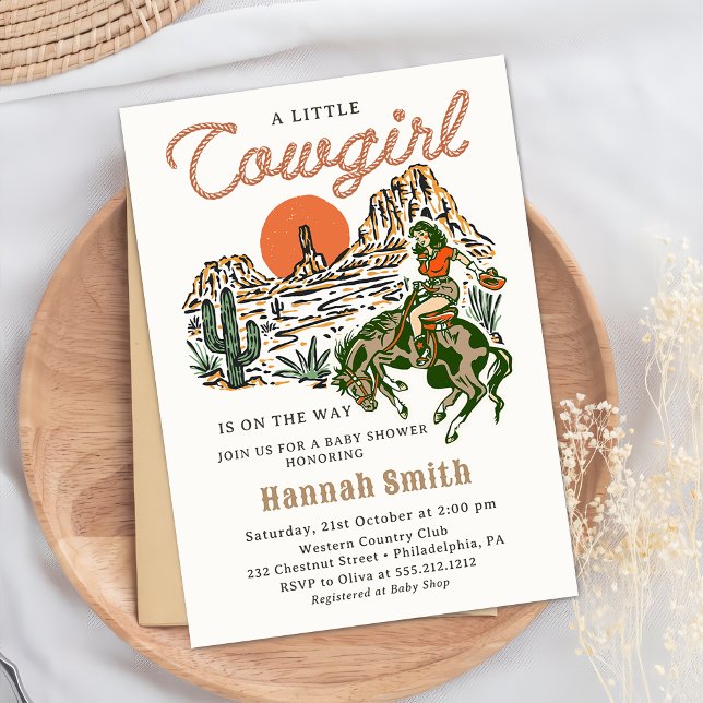 Invitación a Baby Shower de Cowgirl Occidental (Subido por el creador)